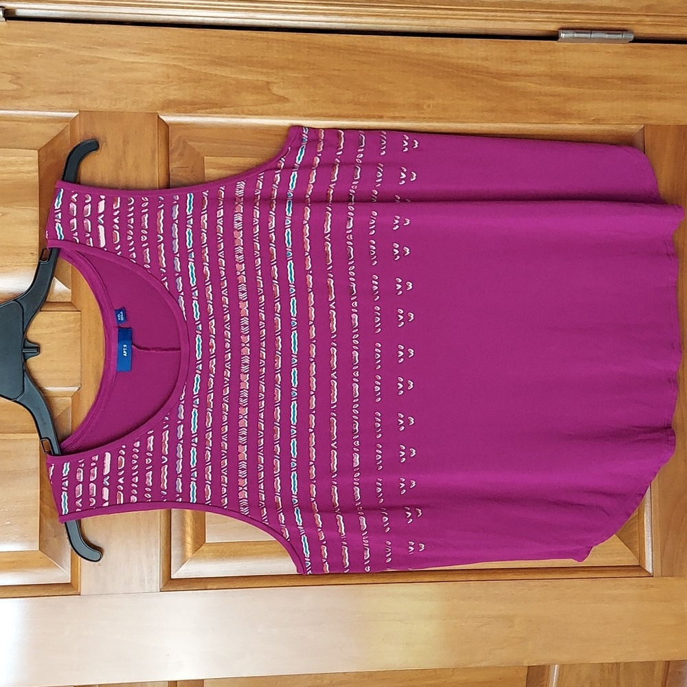 * Apt. 9 Soft Purplely Magenta Tank Top Sparkly Southwestern Decor, Size XXL NEW